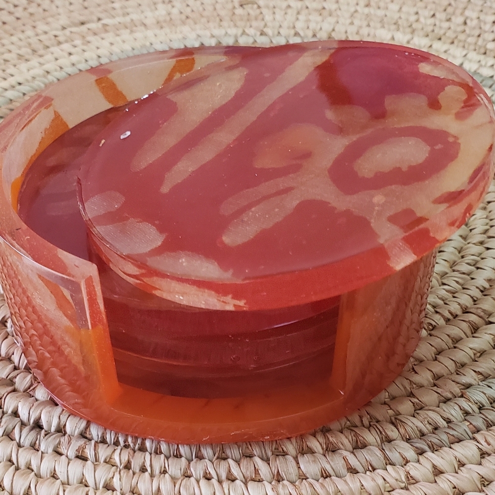 Handmade  Resin Coaster Set - Colorful  Set Of 4